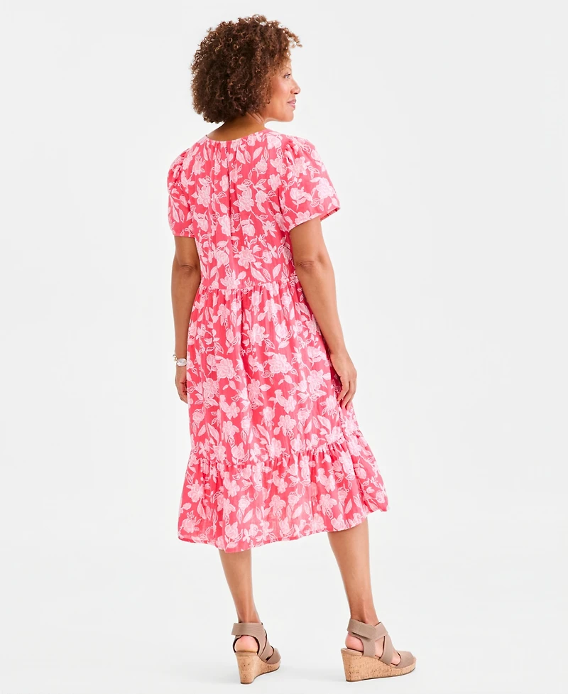 Style & Co Women's Printed Cotton Gauze Midi Dress, Macy's Exclusive