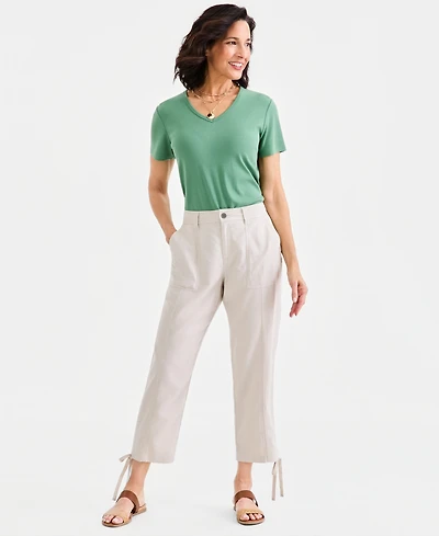 Style & Co Women's Tie-Hem Linen-Blend Pants, Macy's Exclusive