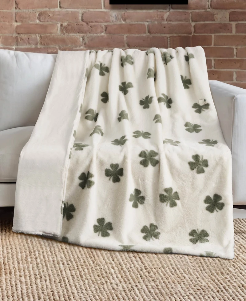 Lucky Brand Clover Toss Plush Throw, 50" x 70"