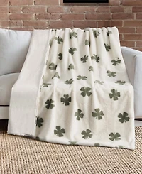 Lucky Brand Clover Toss Plush Throw, 50" x 70"