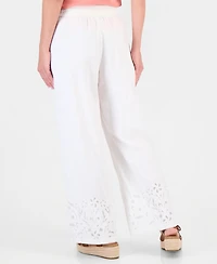 Style & Co Women's Embroidery Linen Blend Pull-On Pants, Macy's Exclusive