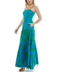 Taylor Women's Tiered Square Neck Floral Dress