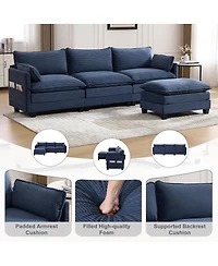 Streamdale Furniture 102" Oversized Modular Sectional Sofa with Movable Ottoman