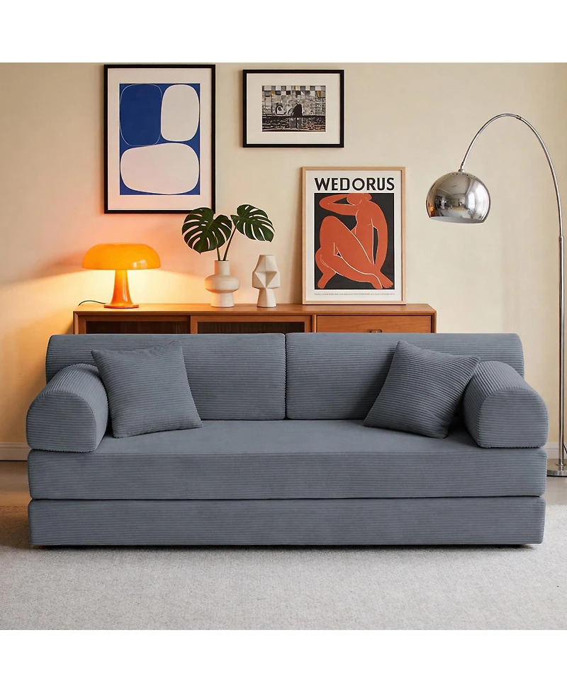 Streamdale Furniture Corduroy Convertible Sleeper Sofa Bed with Pillow