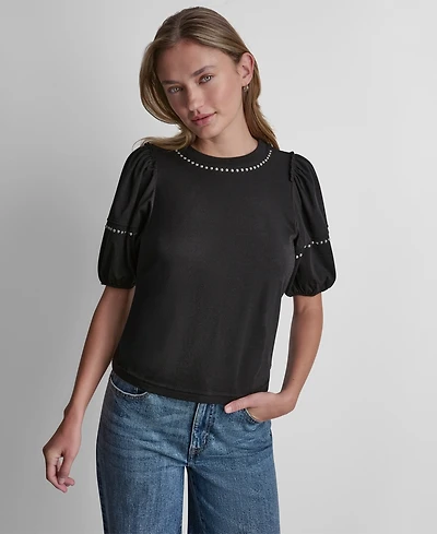 Dkny Jeans Women's Dome Studs Mini Sleeve T-Shirt