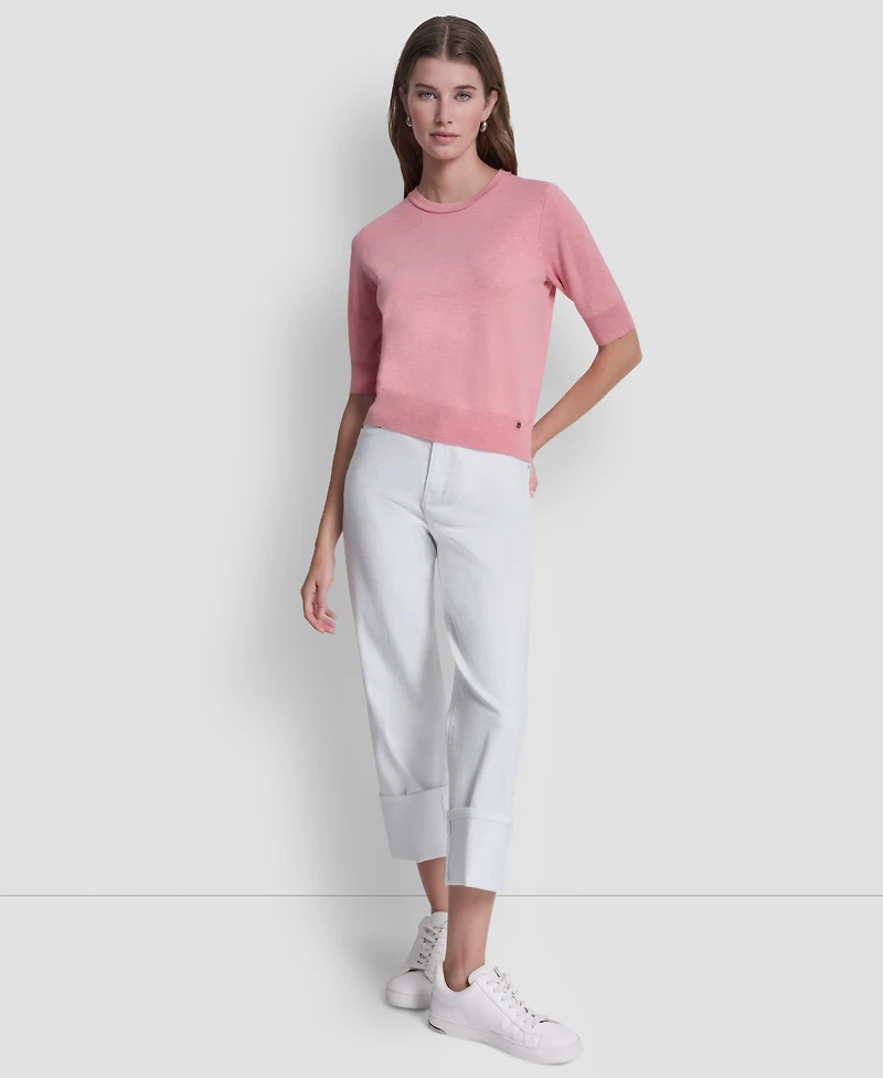 Dkny Jeans Women's Elbow-Sleeve Crew Neck Sweater