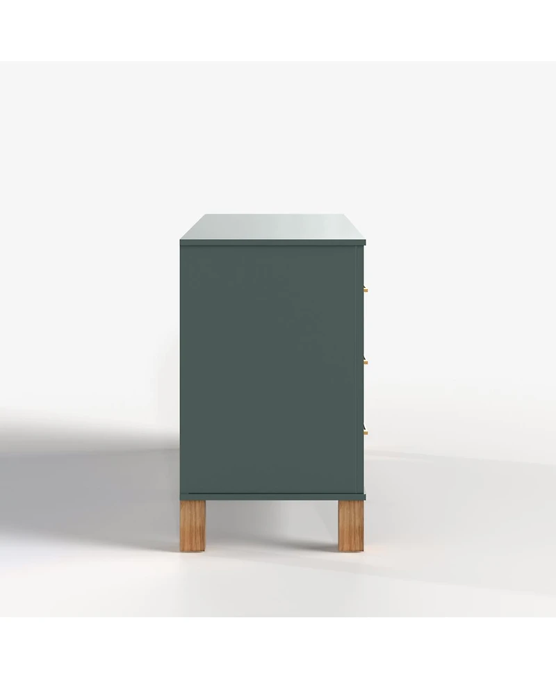 Streamdale Furniture 6-Drawer Double Dresser with Metal Handles & Solid Wood Legs