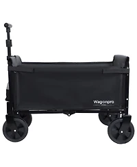 Rainsken Collapsible Wagon Cart - Heavy Duty Utility Cart with Bench Seat, Storage Compartment and Included Dog Tether for Groceries