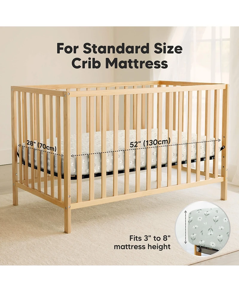 KeaBabies 2pk Soothe Waterproof Fitted Crib Sheets for Girl, Boy, 100% Soft Cotton Crib Mattress Protector Sheet