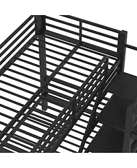 Streamdale Furniture Twin L-Shaped Metal Bunk Bed with Storage Shelves & Guardrail