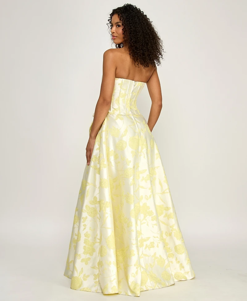 B Darlin Juniors' Strapless Floral Gown