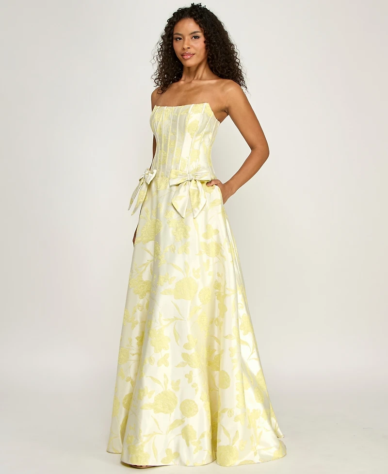 B Darlin Juniors' Strapless Floral Gown