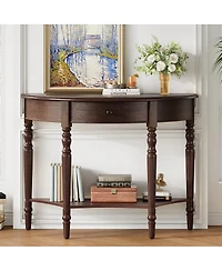 Streamdale Furniture Farmhouse Half Moon Console Table with Drawer & Shelf