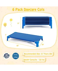 Sugift Portable 6 Pack Stackable Daycare Cots Sleeping Bed for Kids 53 Inch