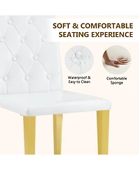 Streamdale Furniture Streamdale 2-pack white Pu ergonomic dining chairs with metal legs