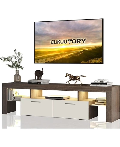 Streamdale Furniture Dfw Modern Led Tv Stand with Storage Drawer for 40-75 Inch TVs