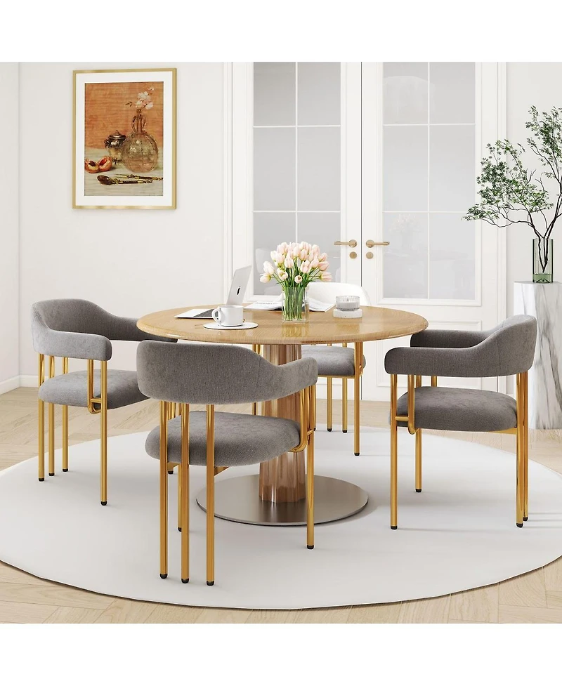 Streamdale Furniture Dining Chair 2505 Fabric Golden Finish