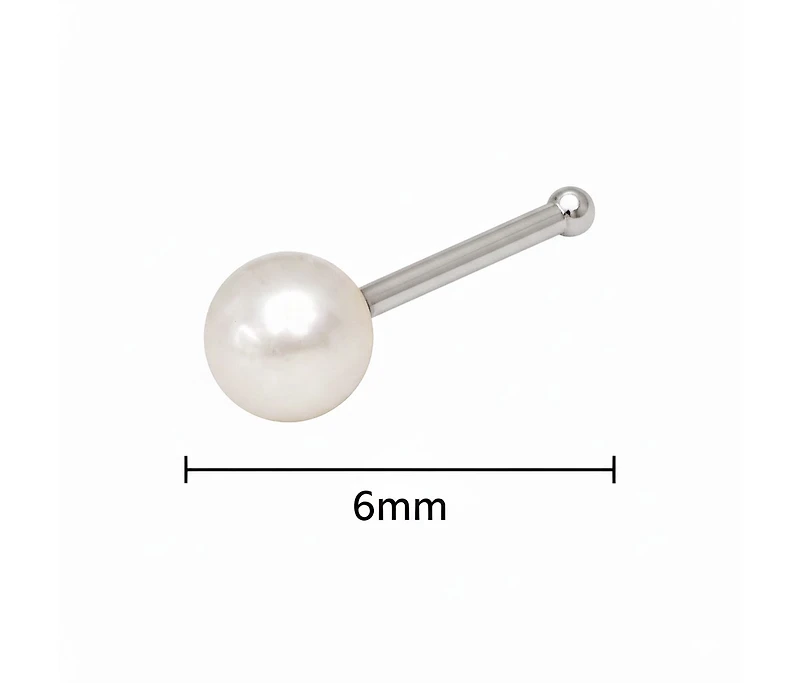 Curata Jewelry Solid 14K 3mm 20 Gauge Freshwater Cultured Pearl Nose Stud