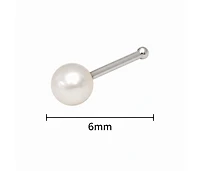 Curata Jewelry Solid 14K 3mm 20 Gauge Freshwater Cultured Pearl Nose Stud
