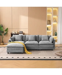 Streamdale Furniture 3-Seat Sectional Sofa with Storage Ottoman for Living Room