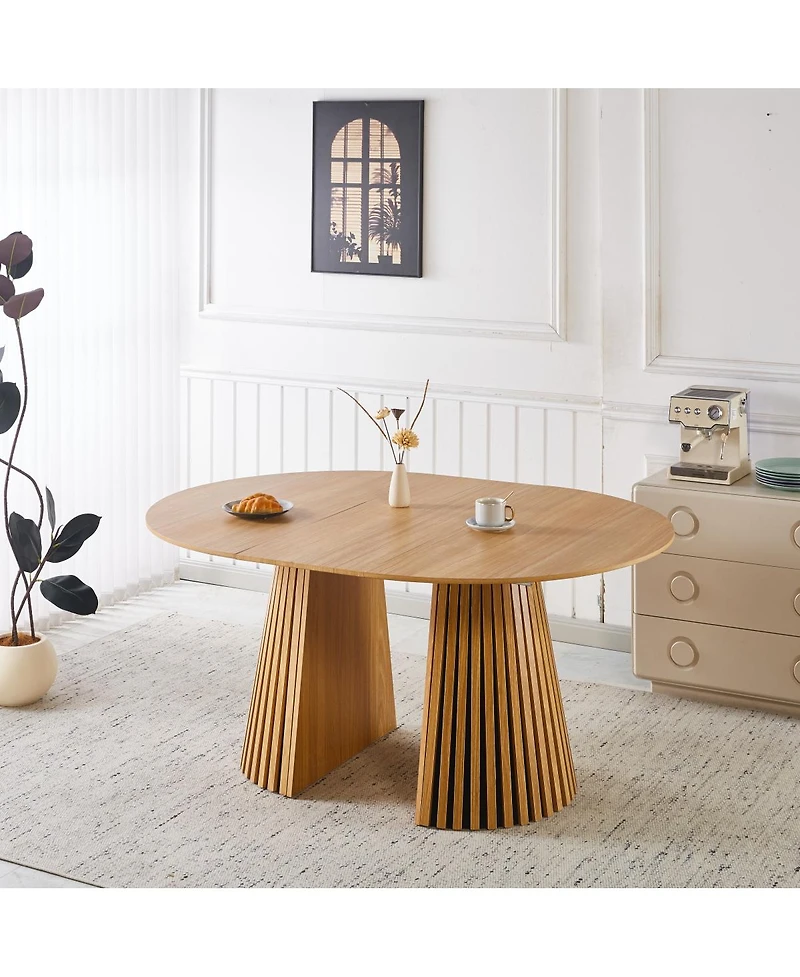 Streamdale Furniture 5pcs Dining Set, Metal Leg Table, Mid-century Mdf Top, Pedestal Table