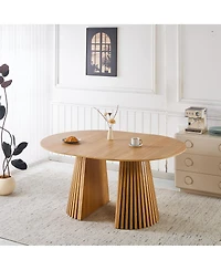 Streamdale Furniture 5pcs Dining Set, Metal Leg Table, Mid-century Mdf Top, Pedestal Table