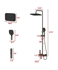 Lalahoo 3-Spray Shower Faucet 2.5 Gpm with Button Control, Led Display, and 3-Mode Hand Shower