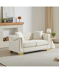 Streamdale Furniture Classic Modern Chesterfield Sofa, 62-inch Velvet Two-Seater with Nailhead Decor