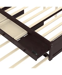 Streamdale Furniture Full Platform Bed with Trundle, 2 Drawers, Solid Wood, Espresso