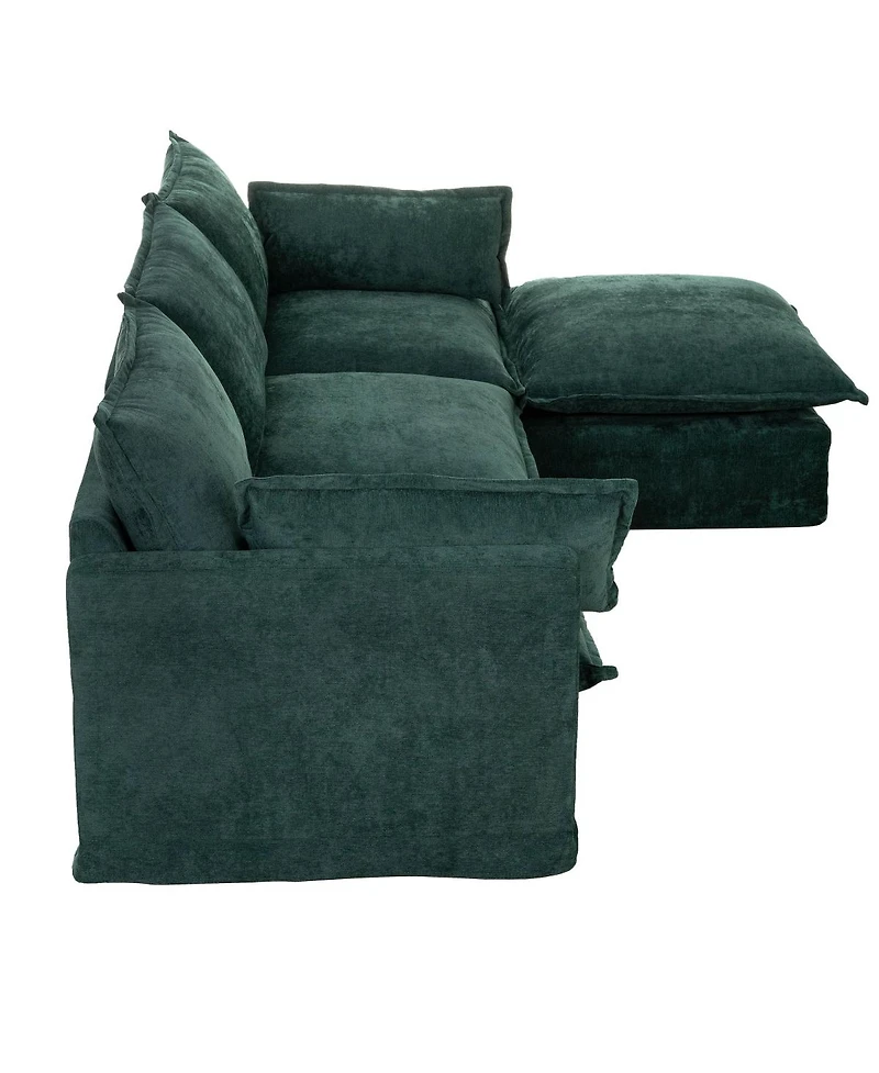 Streamdale Furniture 93.31" Modular Sectional Sofa Couch, Modern L-shaped Sofa with Movable Ottoman, 4-Seater.