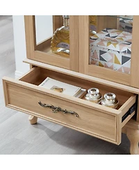 Streamdale Furniture Lighted Glass Curio Display Cabinet with Adjustable Shelves