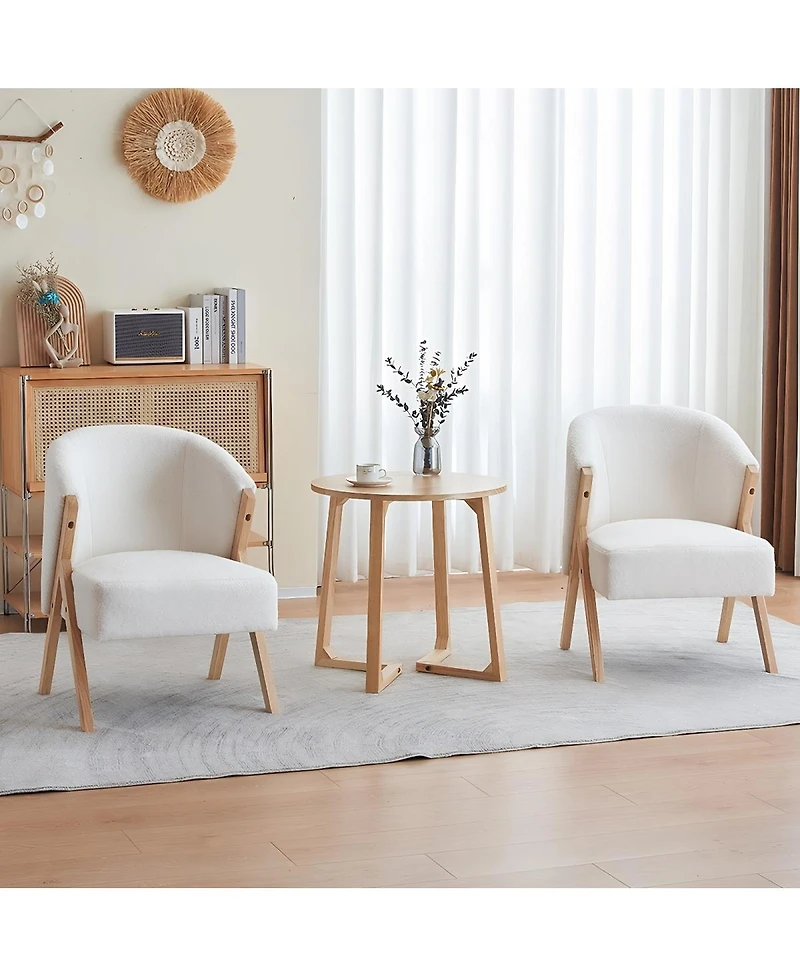 Streamdale Furniture 24" Round Mid Century Modern Solid Wood End Table with V-Shaped Legs