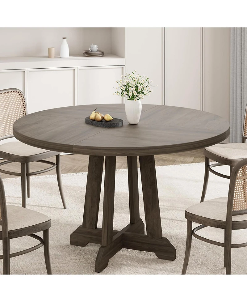 gaomon Round Dining Table for 4 47 Inch Wooden Kitchen Circle Dinner Table with Sturty Legs for Dining Room Kitchen