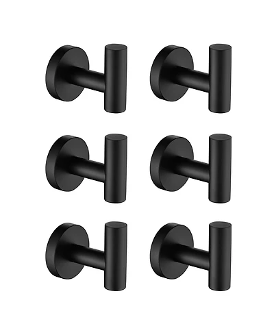 Rainsken 6-Pack Wall-Mounted Stainless Steel Hooks, Bathroom Towel & Coat Hook for Bathroom, Bedroom, Kitchen