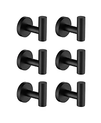 Rainsken 6-Pack Wall-Mounted Stainless Steel Hooks, Bathroom Towel & Coat Hook for Bathroom, Bedroom, Kitchen