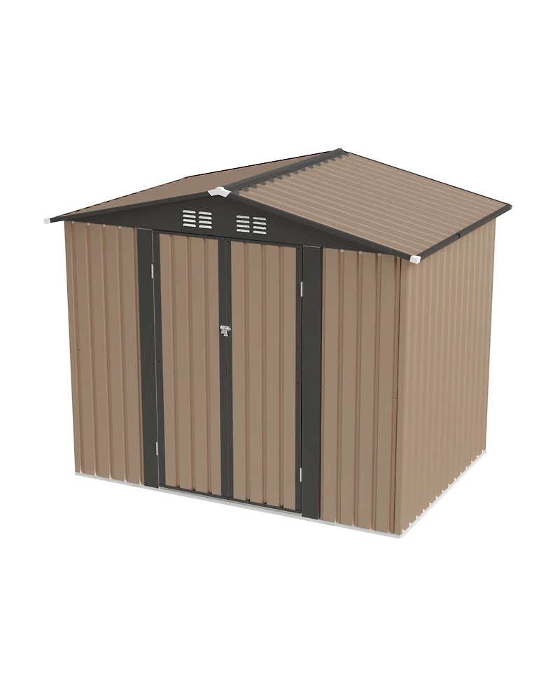 Streamdale Furniture 8FT x 6FT Apex Roof Garden Shed - Galvanized Steel Storage House