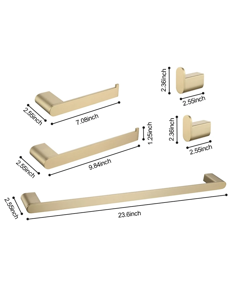 Rainsken 5- Piece Bathroom Accessories Set, Stainless Steel Bathroom Hardware Set, Bath Towel Bar