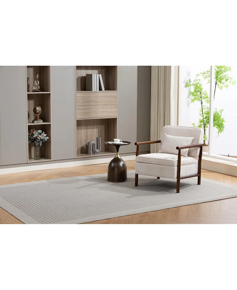 Streamdale Furniture Storage Chair, Wood Frame Mid Century Modern Accent Chair