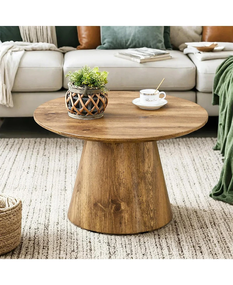 Streamdale Furniture Natural Wood Grain Mdf Round Coffee Table