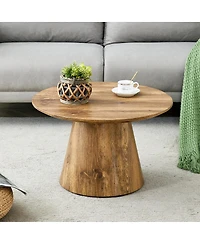 Streamdale Furniture Natural Wood Grain Mdf Round Coffee Table