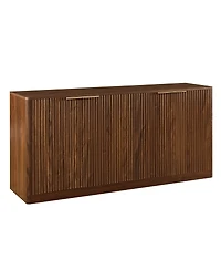 Streamdale Furniture 59-inch Modern Wavy Sideboard, Curved Contour 4-Door Storage Cabinet, Walnut