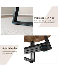 gaomon Round Dining Table for 4-6 47.2 Inch Farmhouse Kitchen Table with Storage Circle Dinner Tables for Kitchen Dining Room Living Room