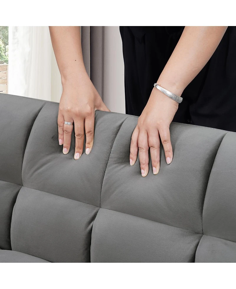 Streamdale Furniture 65-inch 3-in-1 Foldable Sofa Bed, Modern Velvet Double Sofa with Adjustable Back