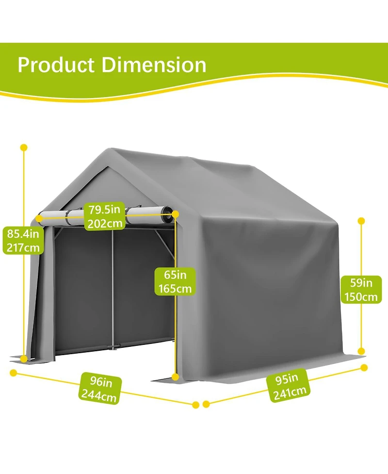 Streamdale Furniture 8x8 Ft Outdoor Shelter: Waterproof, Uv-Resistant, Roll-Up Doors