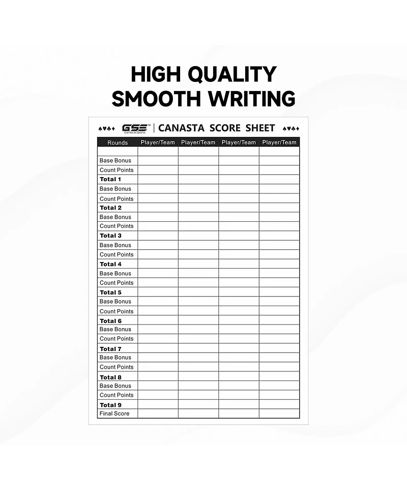 Gse Games & Sports Expert 100-Pack 7" x 5" Canasta Score Sheets, Canasta Score Sheet with Game Instructions & Trick Values