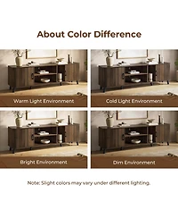 LuxenHome Dark Oak Manufactured Wood 71-Inch Wide Tv Console Cabinet