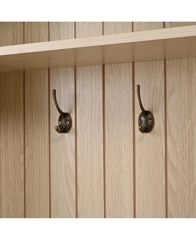 Streamdale Furniture Farmhouse Arched Hall Tree Bench with Hooks, Coat Rack & Shoe Organizer