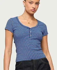 Women's Kady Striped Henley T Shirt