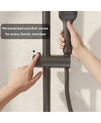 Lalahoo 3-Spray Shower Faucet 2.5 Gpm with Piano Button Diverter, Hand Shower and Led Temperature Display