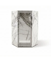 Streamdale Furniture White Marble Hexagon Side Table - 15.7" Modern Stone End Table